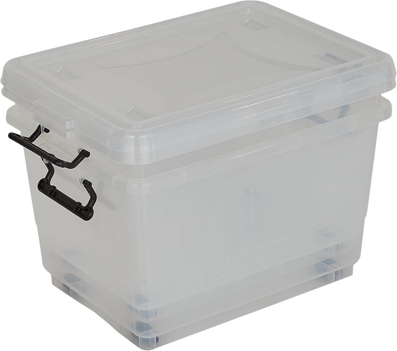 Cosmoplast 33L Clear Plastic Storage Box with Wheels & Lockable Lid - Set of 2 - Image 3